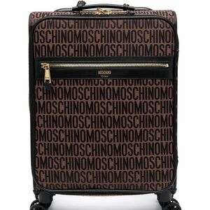 AUTHENTIC MOSCHINO monogram-pattern leather suitcase